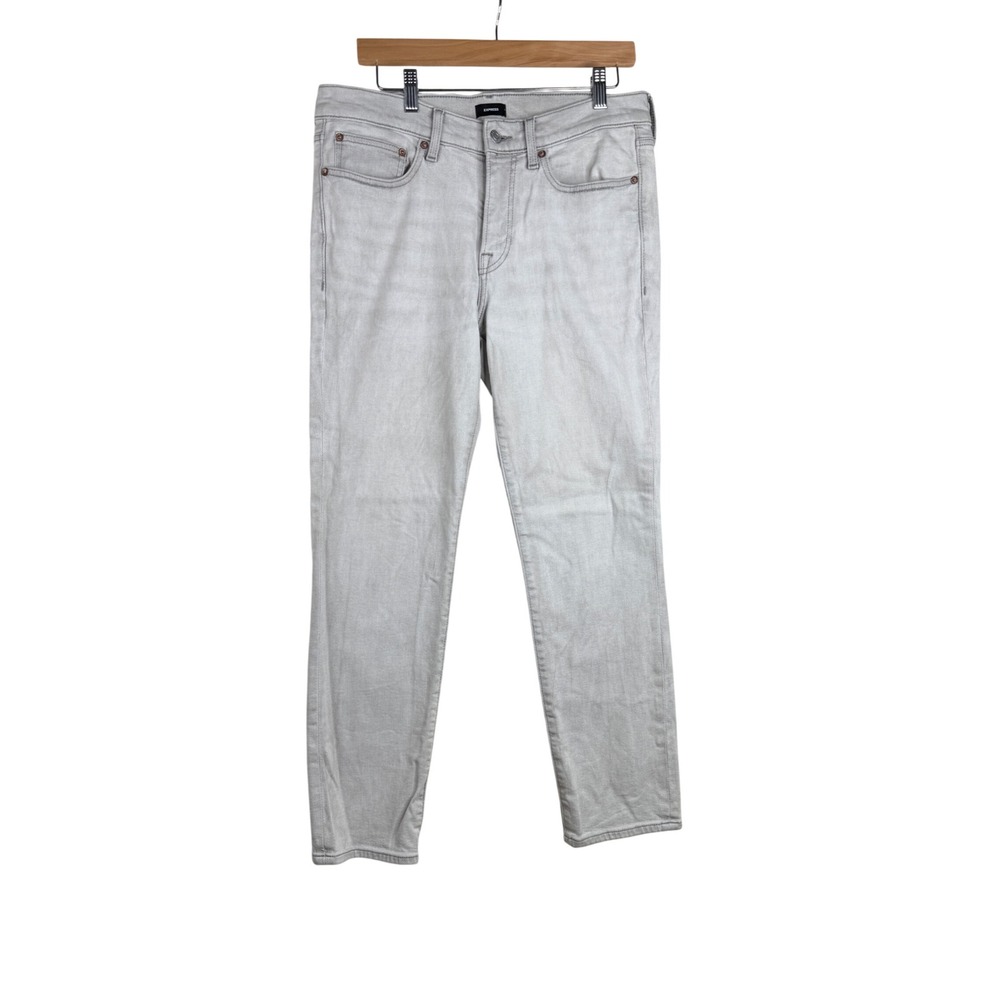 Express Men's Slim Hyper Stretch Jeans size 31x30 Light Gray